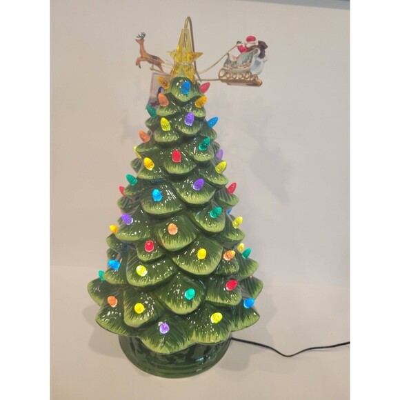 Mr. Christmas 16" Animated Ceramic Nostalgic Christmas Tree Rotating Black Santa - Picture 3 of 15